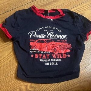 SHEIN Black and Red Graphic Crop Top